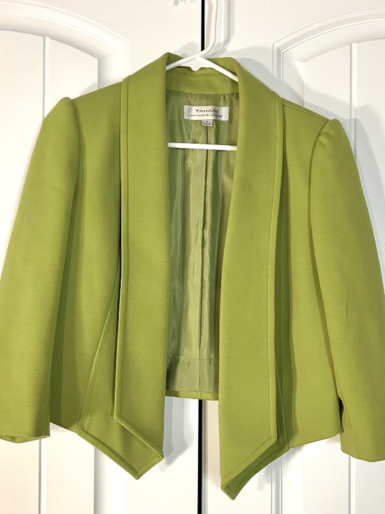Tahari Jackets & Blazers - Tahari Lime Green Open Front Blazer Jacket Size 4